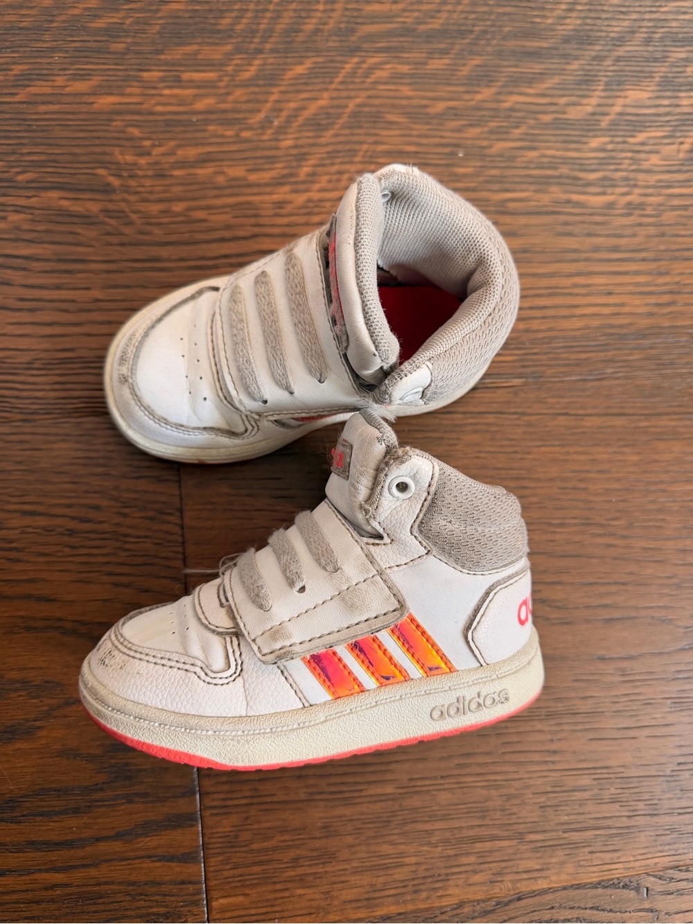 Nike Kids White High-Top Sneakers with Pink & Orange Accents